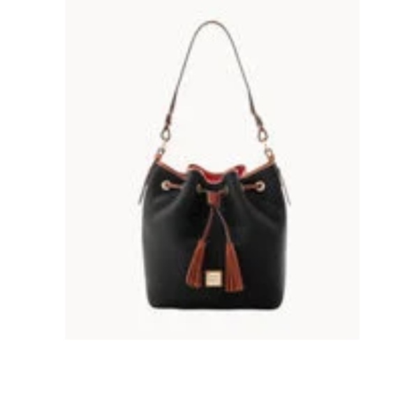 Dooney & Bourke Handbags - Dooney & Bourke leather handbag purse Pebble Grain Tasha Drawstring bag, black